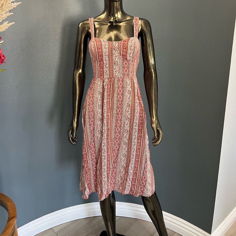 As U Wish Pink and White Patterned Midi Dress